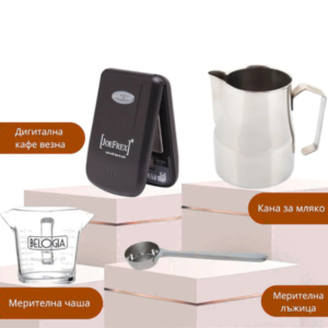 Barista komplet BELOGIA s vezna kana za mlyako meritelna chasha i lazhitsa
