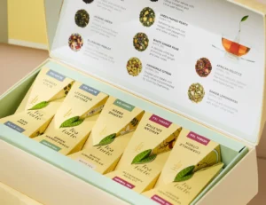 Podaruchna kutiya Tea Tasting Assortment s desat piramidalni filtri chai Tea Forte